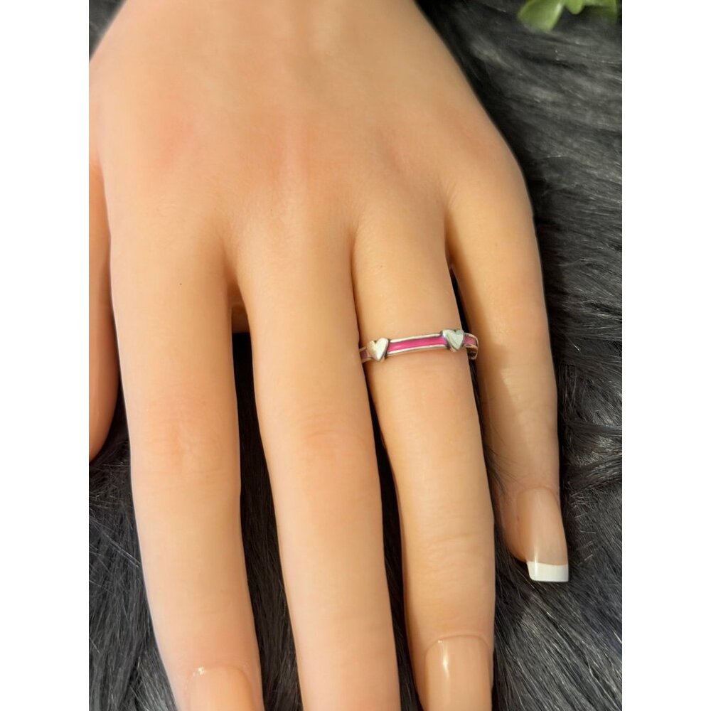 James Avery Pink Enamel Band With Hearts Ring - Picture 4 of 6